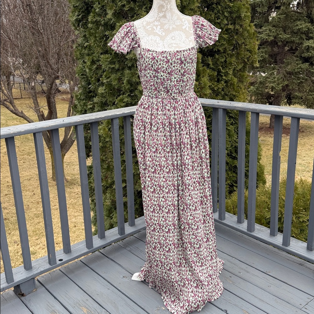 Urban Outfitters tie back mint/magenta dress sz M